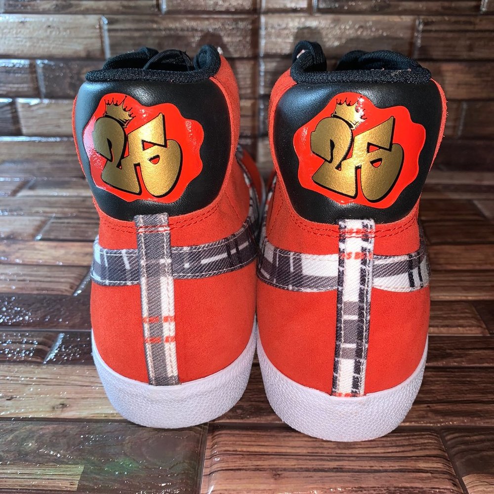 Nike Ben Simmons Mid Blazer Shoes Orange Red plaid - Picture 4 of 8